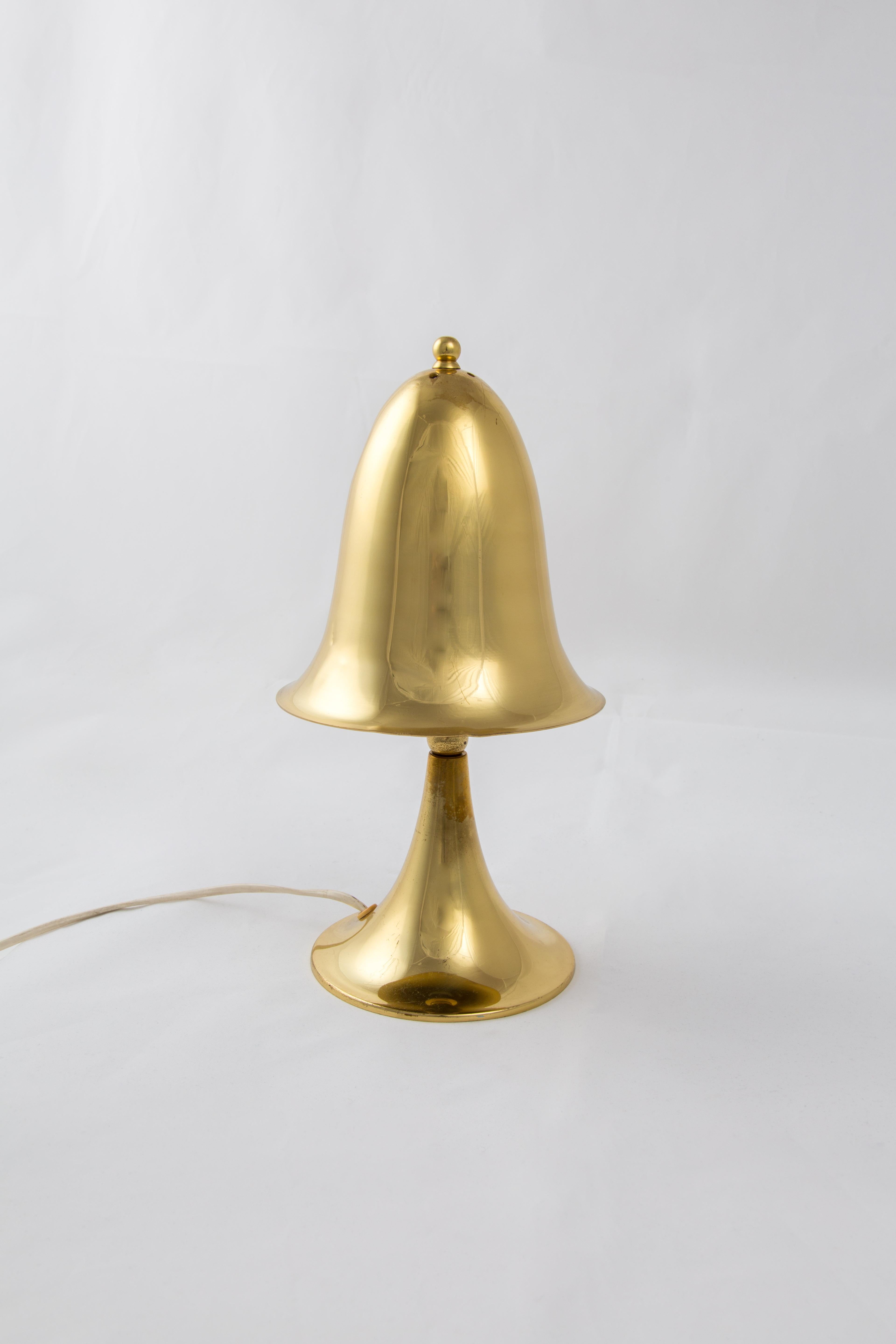Swedish Solve Carlsson Helsingborg Brass Mushroom Lamp