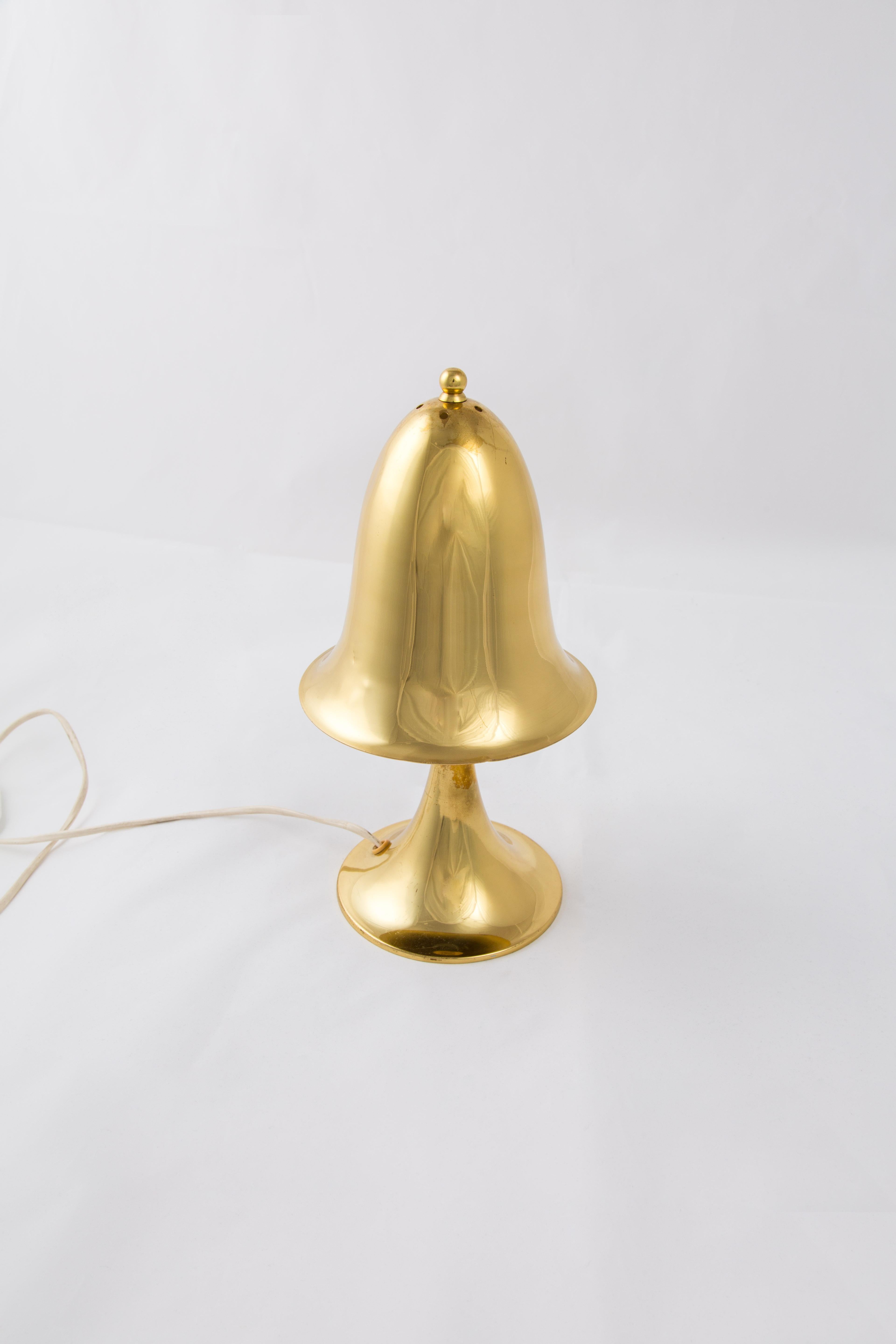 Mid-20th Century Solve Carlsson Helsingborg Brass Mushroom Lamp