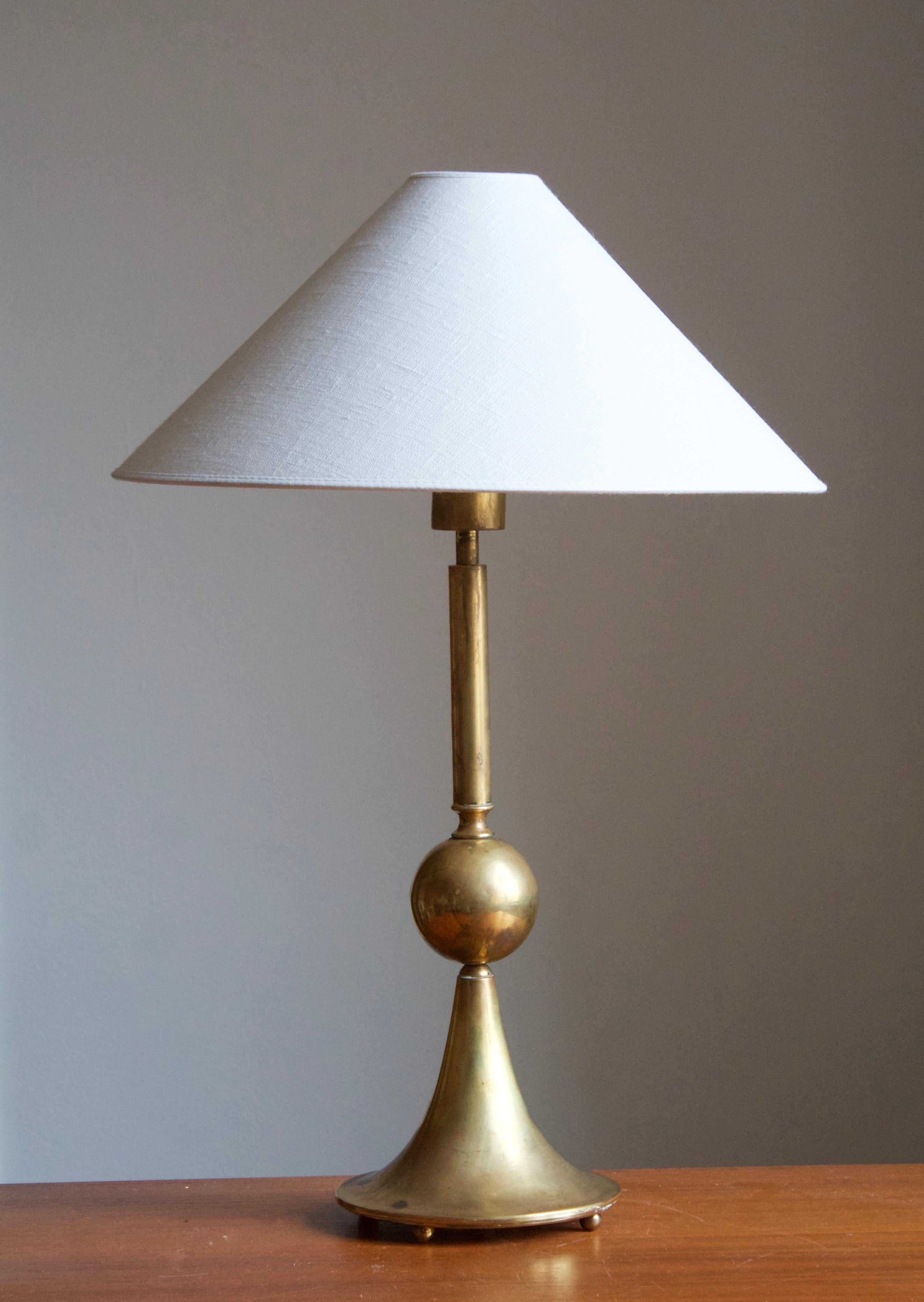 A sizable table lamp. Designed and produced by Sölve Carlsson, Artists Studio, Helsingborg, Sweden, Dated 1991.

Sold without lampshade. Stated dimensions exclude lampshade, height includes socket.

Other designers of the period include Paavo