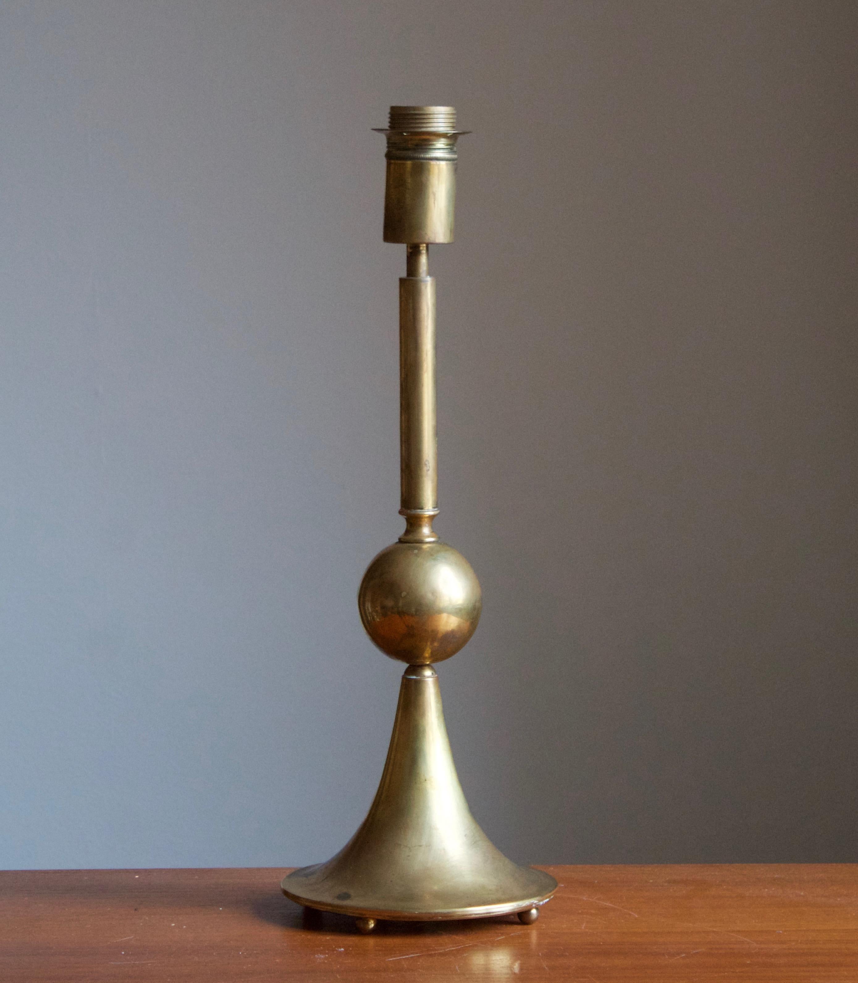 Mid-Century Modern Sölve Carlsson, Sizable Table Lamp, Brass, Helsingborg, Sweden, 1991