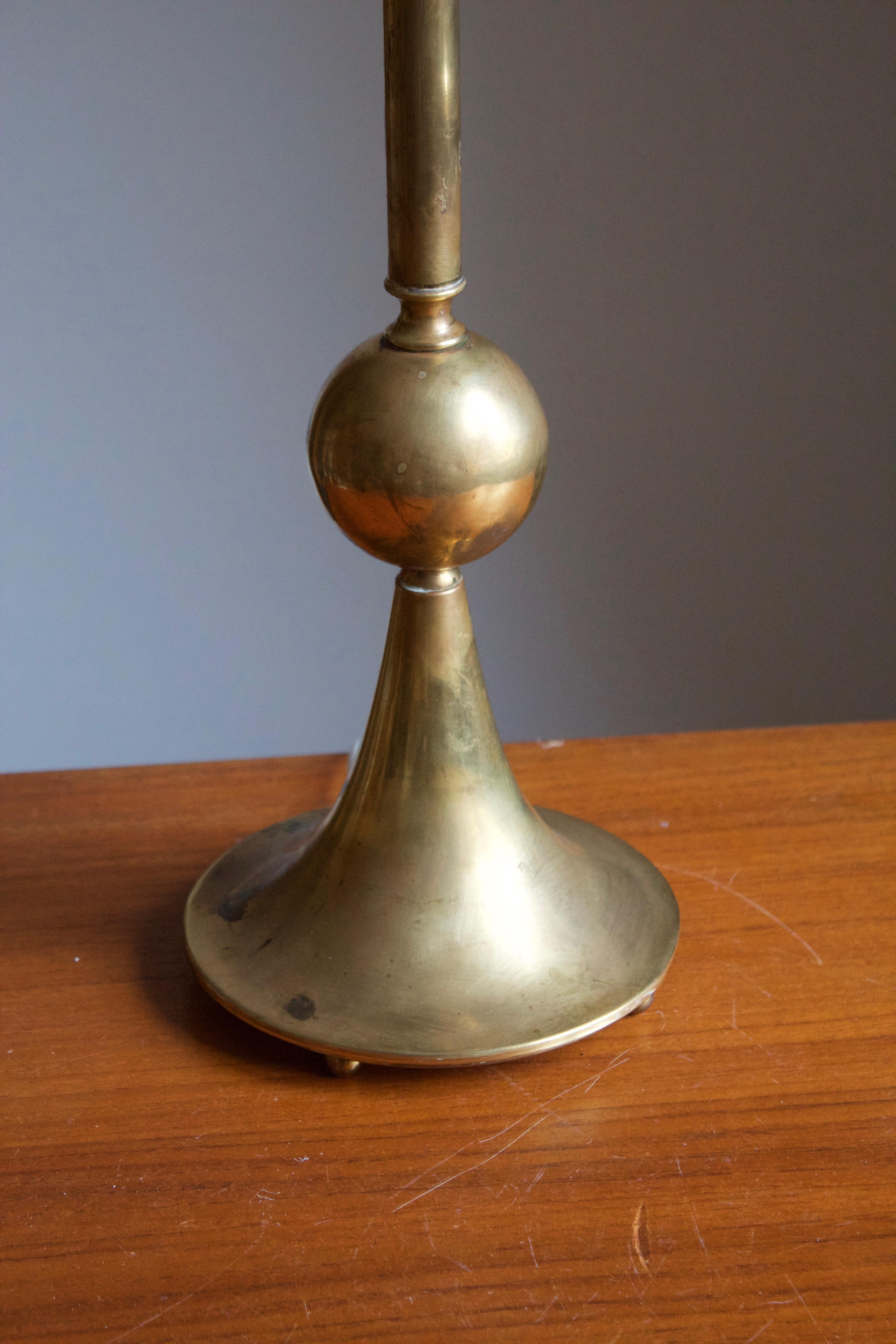 Sölve Carlsson, Sizable Table Lamp, Brass, Helsingborg, Sweden, 1991 In Good Condition In High Point, NC