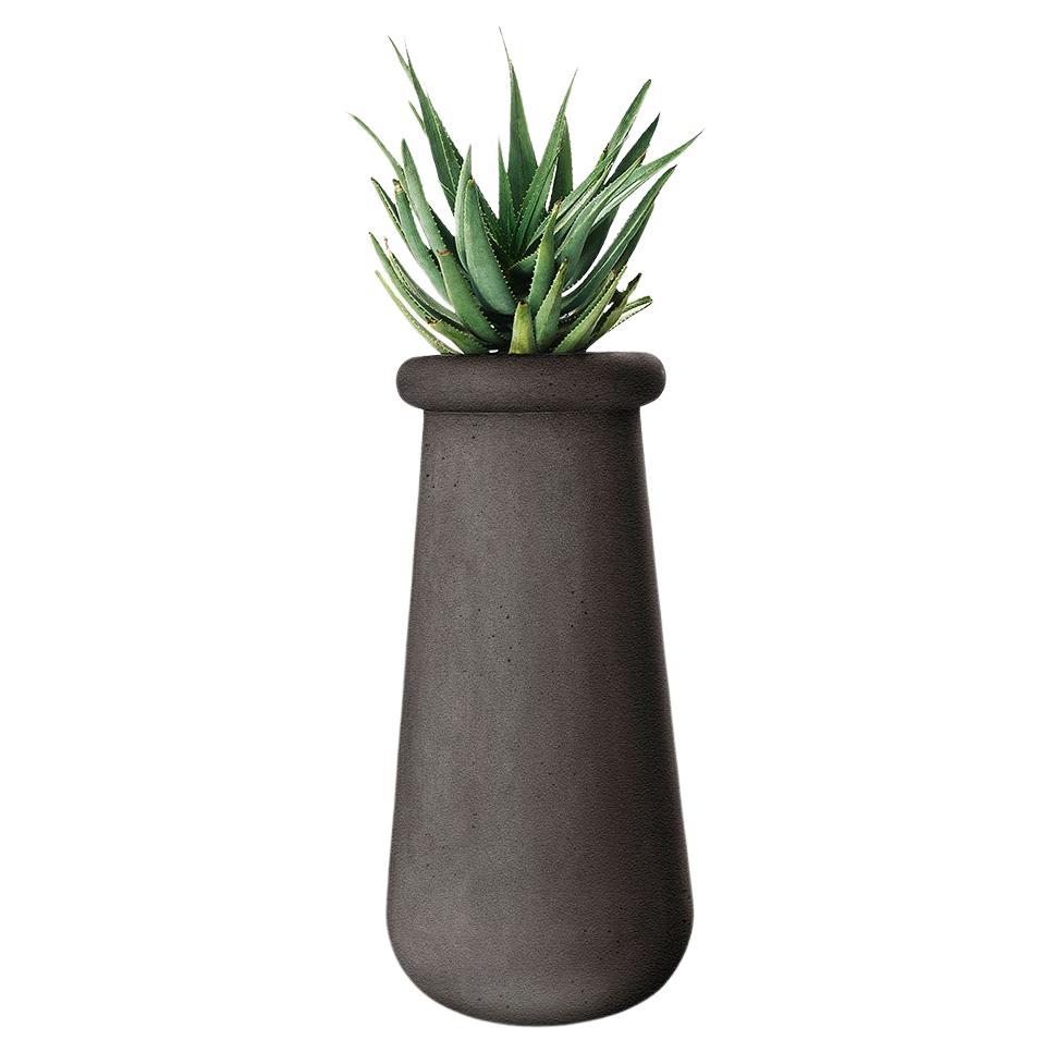 Soma Slim Black Stone Planter by Indigenus