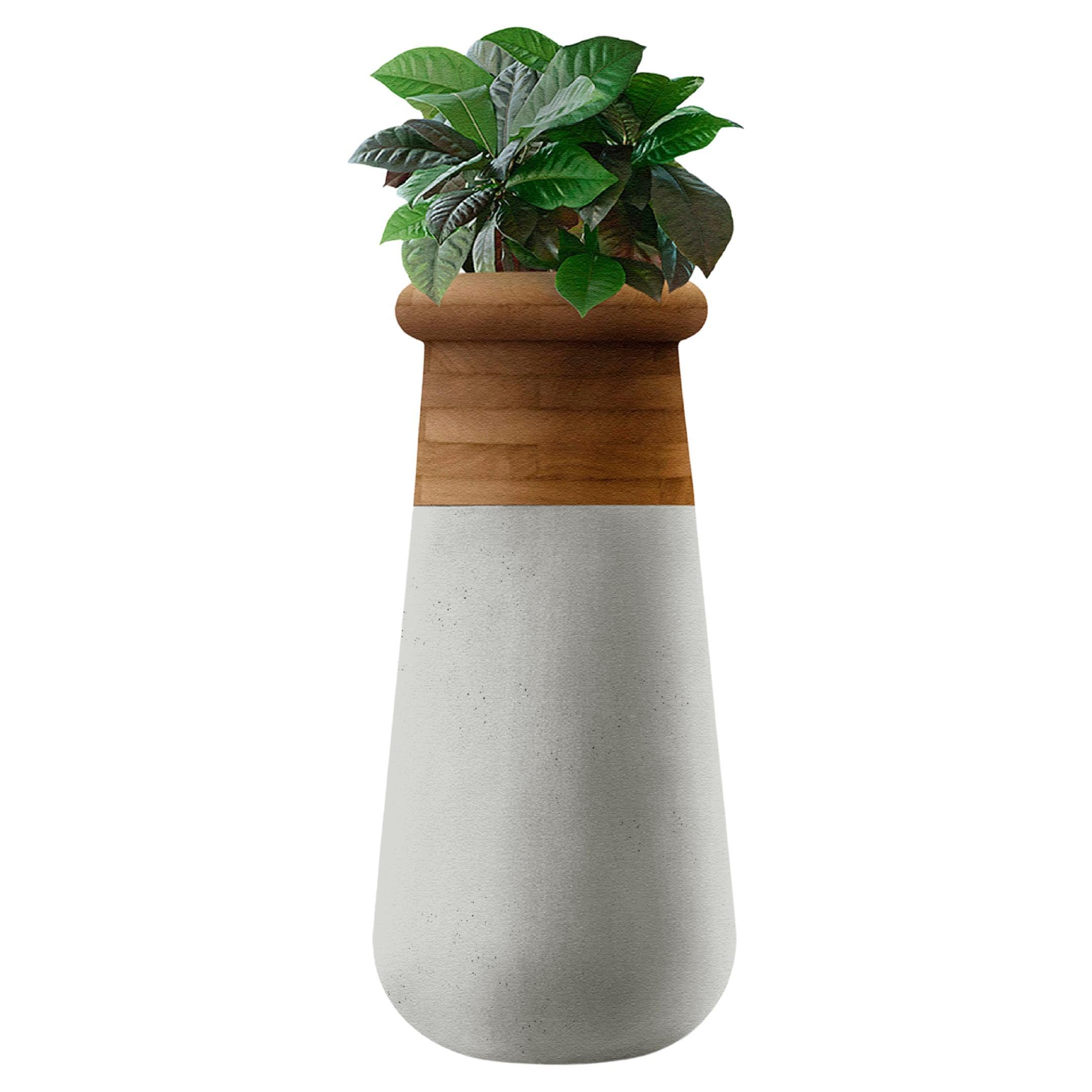 Jardinera Soma Slim de madera aceitada y piedra gris by Indigenus