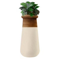 Jardinière Soma Slim XS en bois huilé et pierre de grès par Indigenus