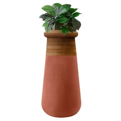 Fioriera Soma Slim XS in legno oliato e pietra di terracotta di Indigenus