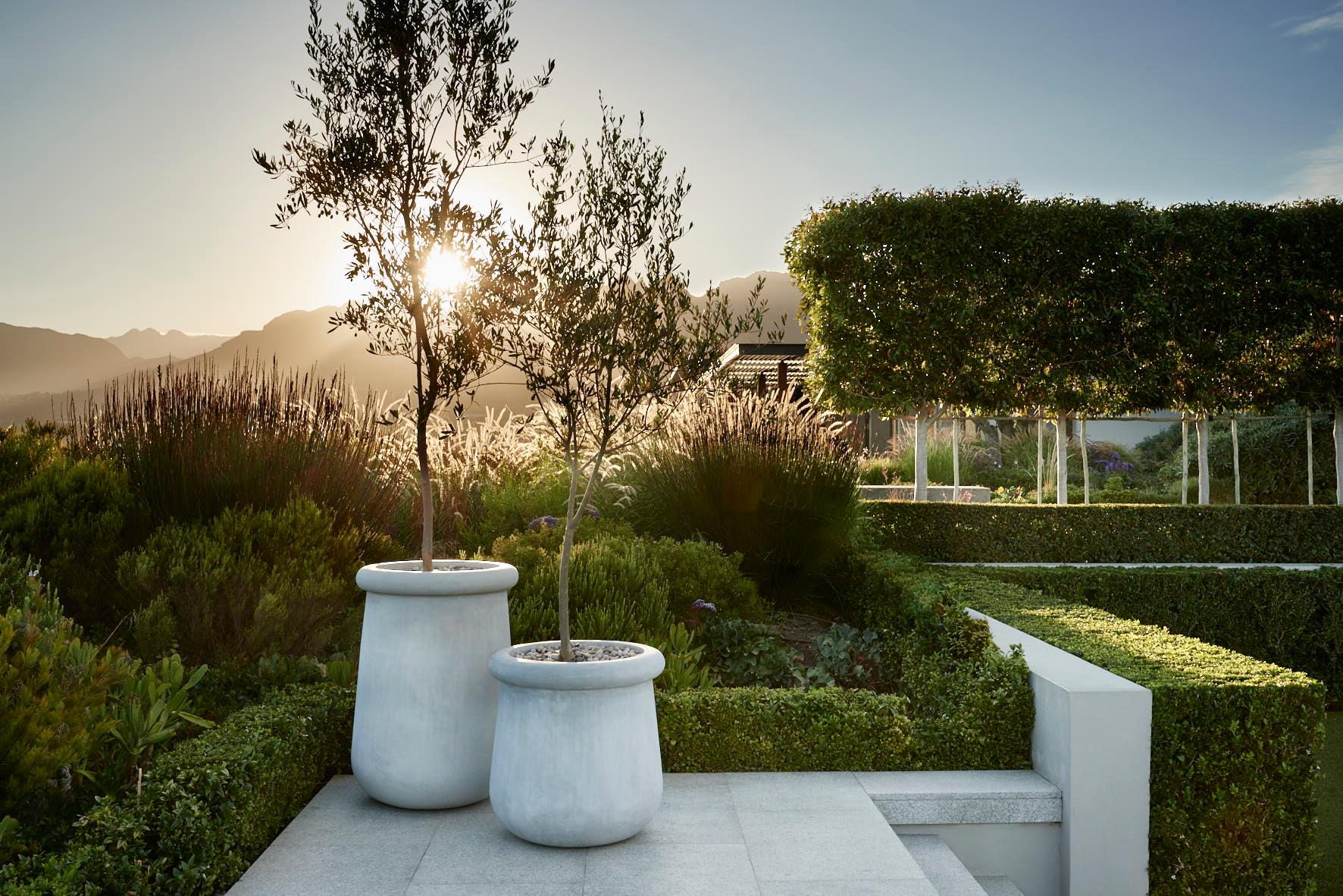 South African Soma Tall White Stone Planter by Indigenus For Sale