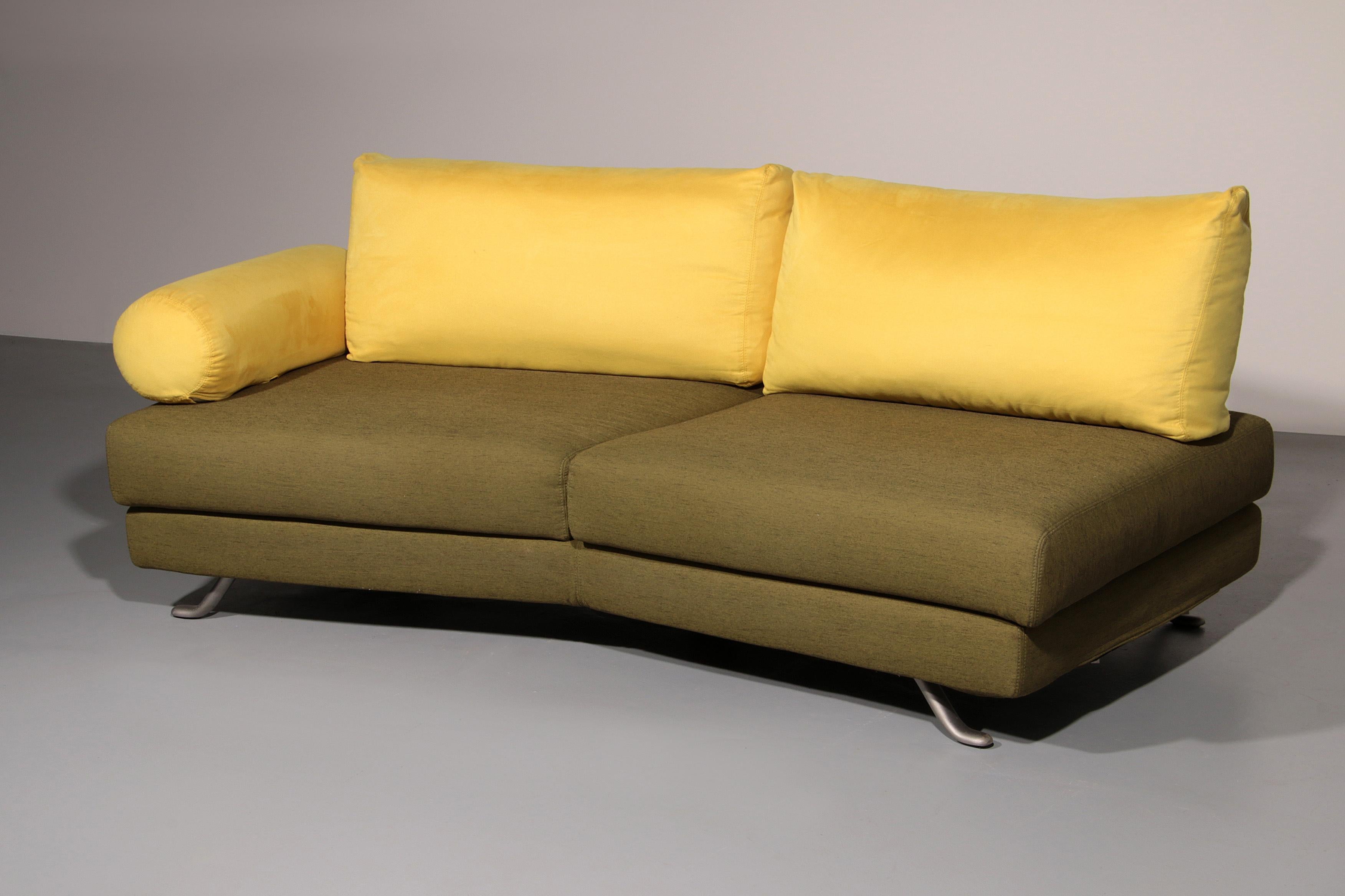 Mid-Century Modern Somaschini x Dainelli Studio – Vintage Two-Seater Sofa in Lime & Maize Yellow For Sale