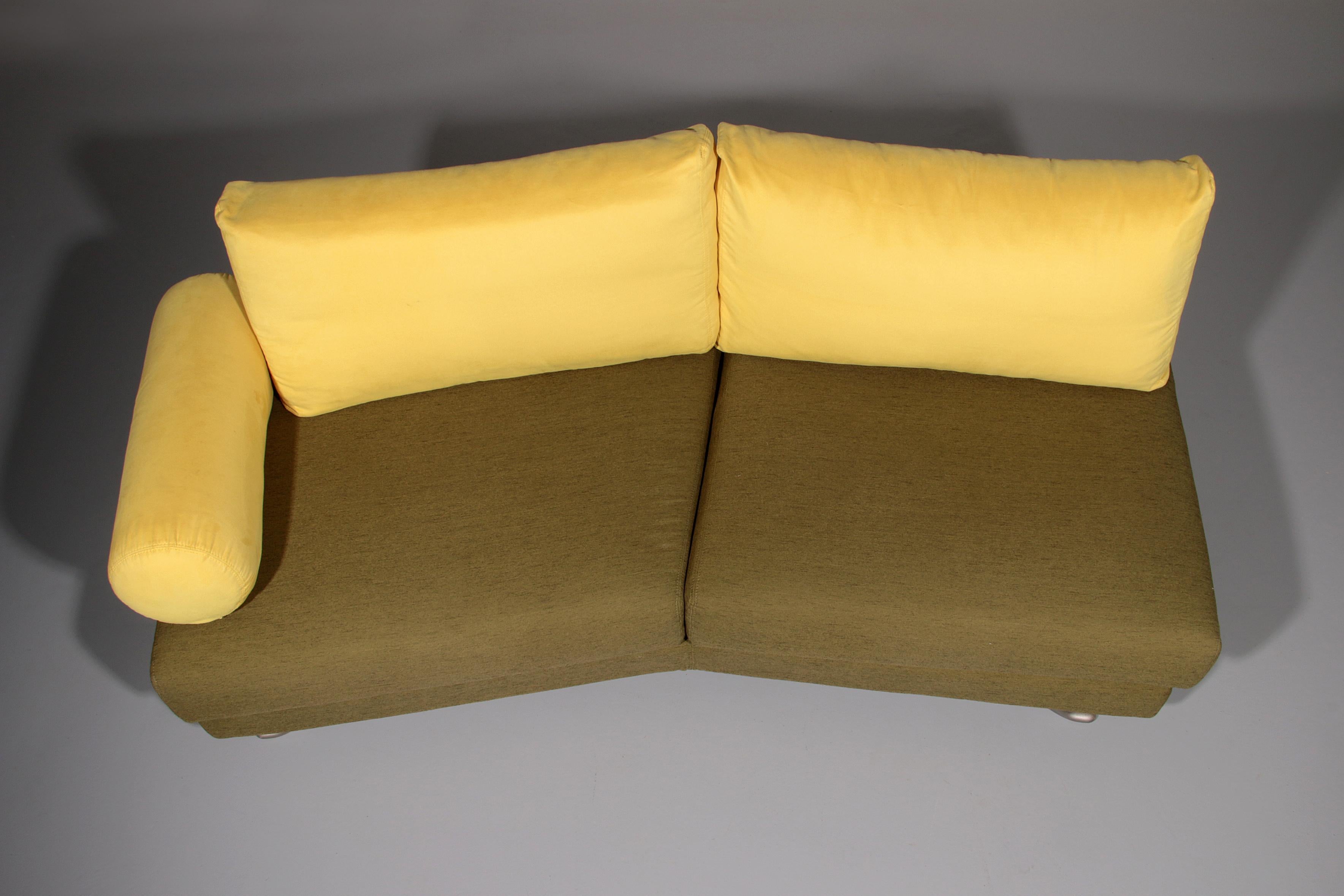 Somaschini x Dainelli Studio – Vintage Two-Seater Sofa in Lime & Maize Yellow For Sale 1