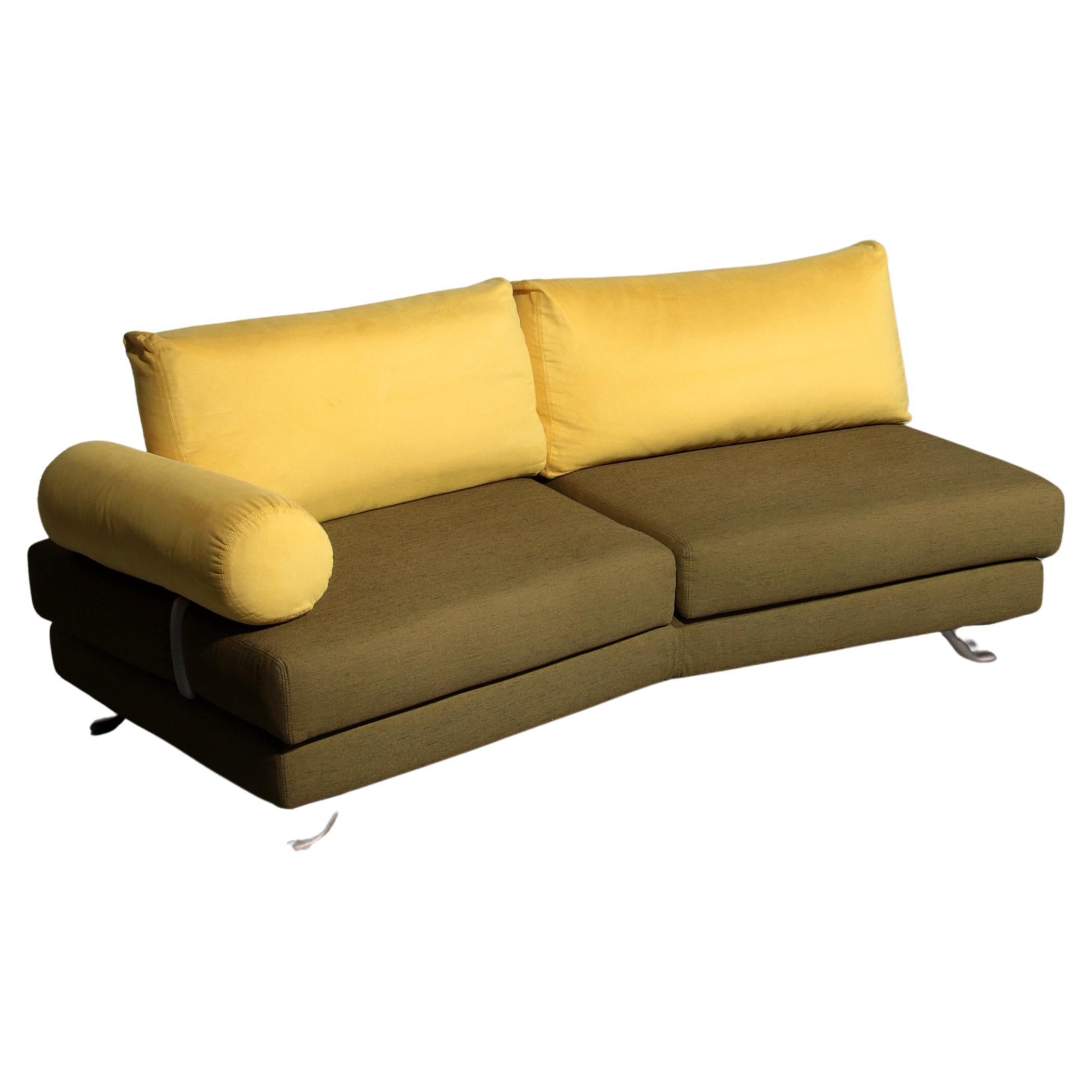 Somaschini x Dainelli Studio – Vintage Two-Seater Sofa in Lime & Maize Yellow For Sale