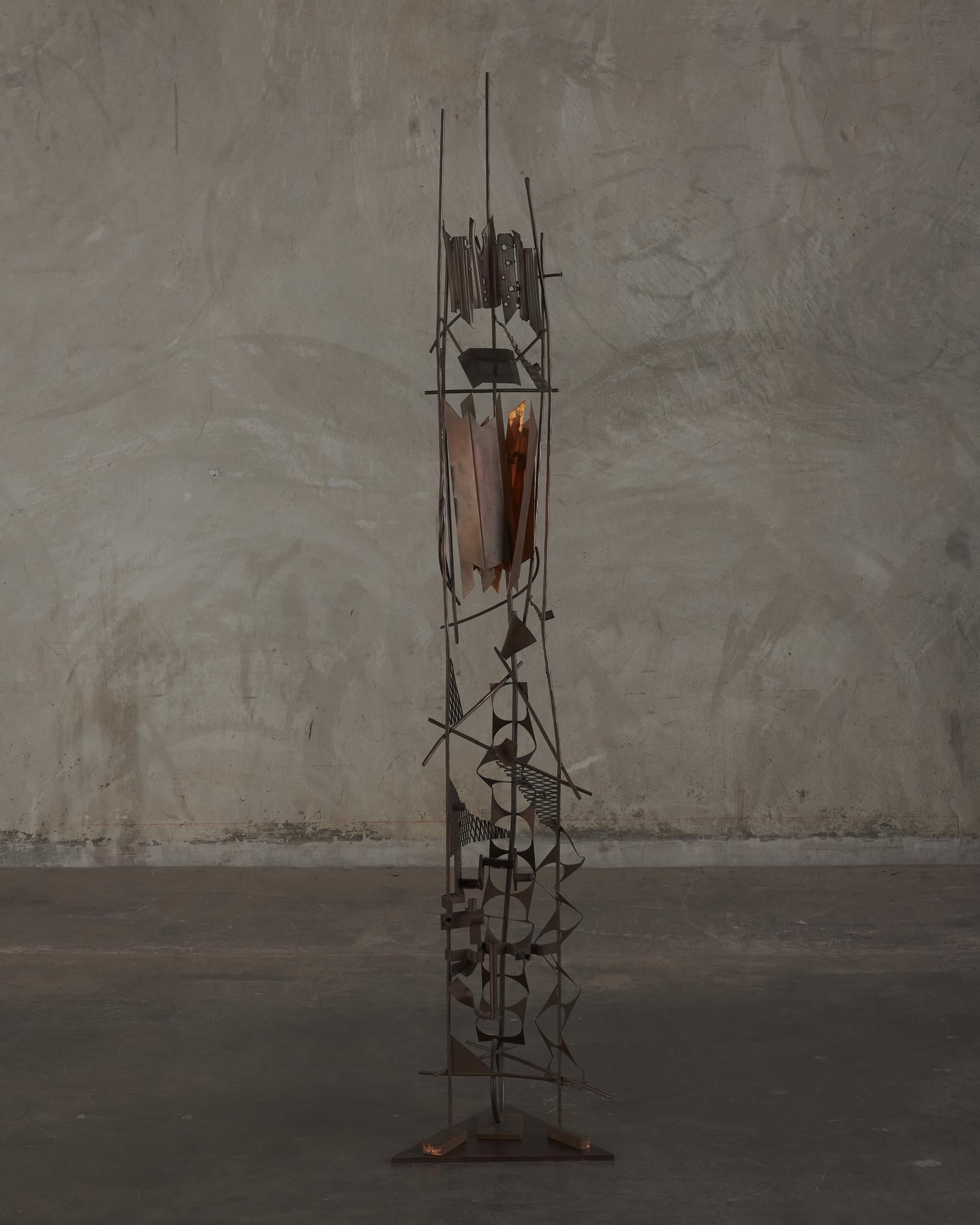 One of a kind sculptural brutalist floor lamp.