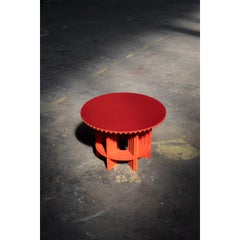 Sombrero Coffee Table in Orange & Red Flocked Plywood by Arno Hoogland