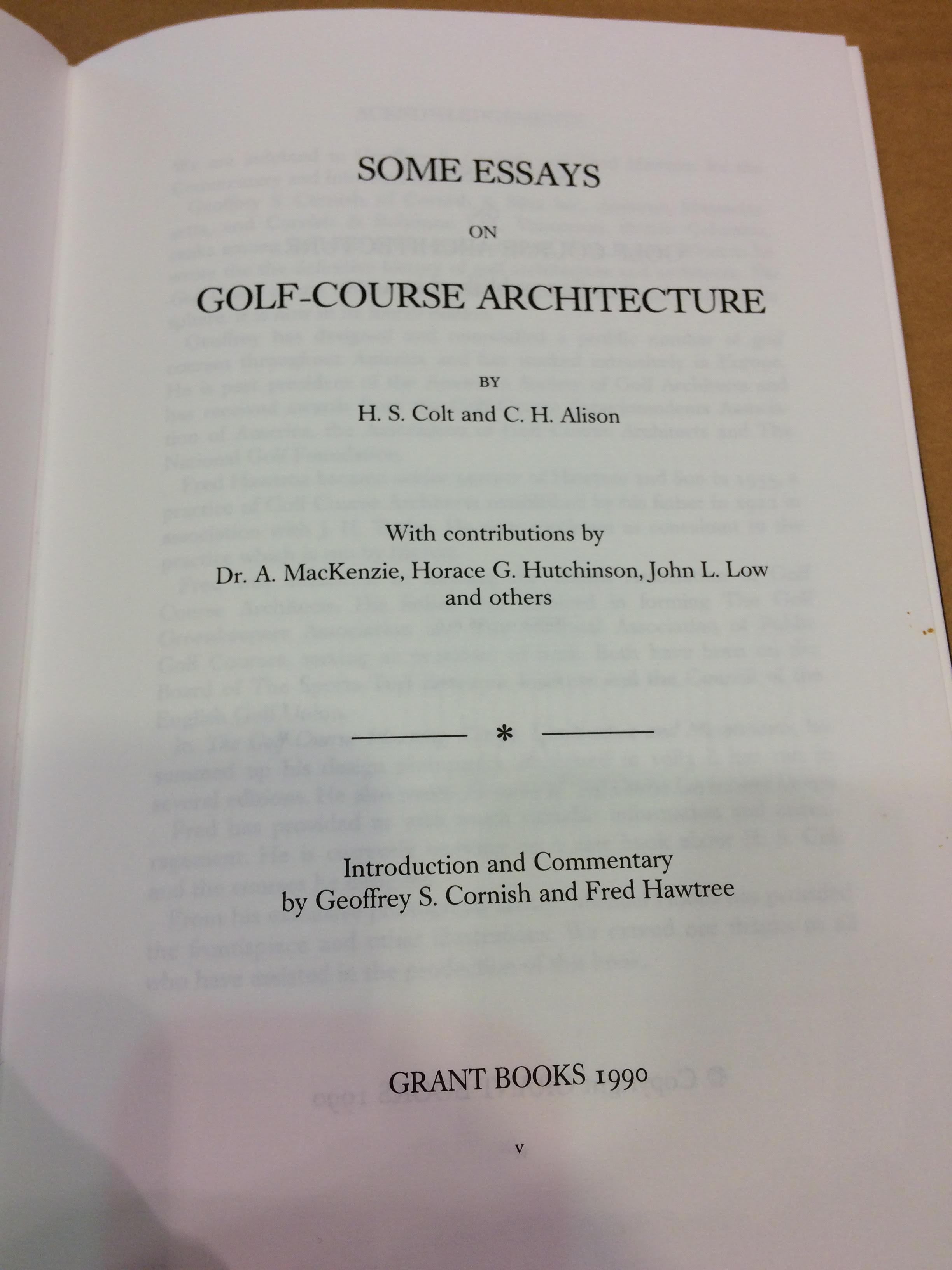 English Some Essays on Golf Architecture by H.S. Colt and C.H. Alison, Limited Edition