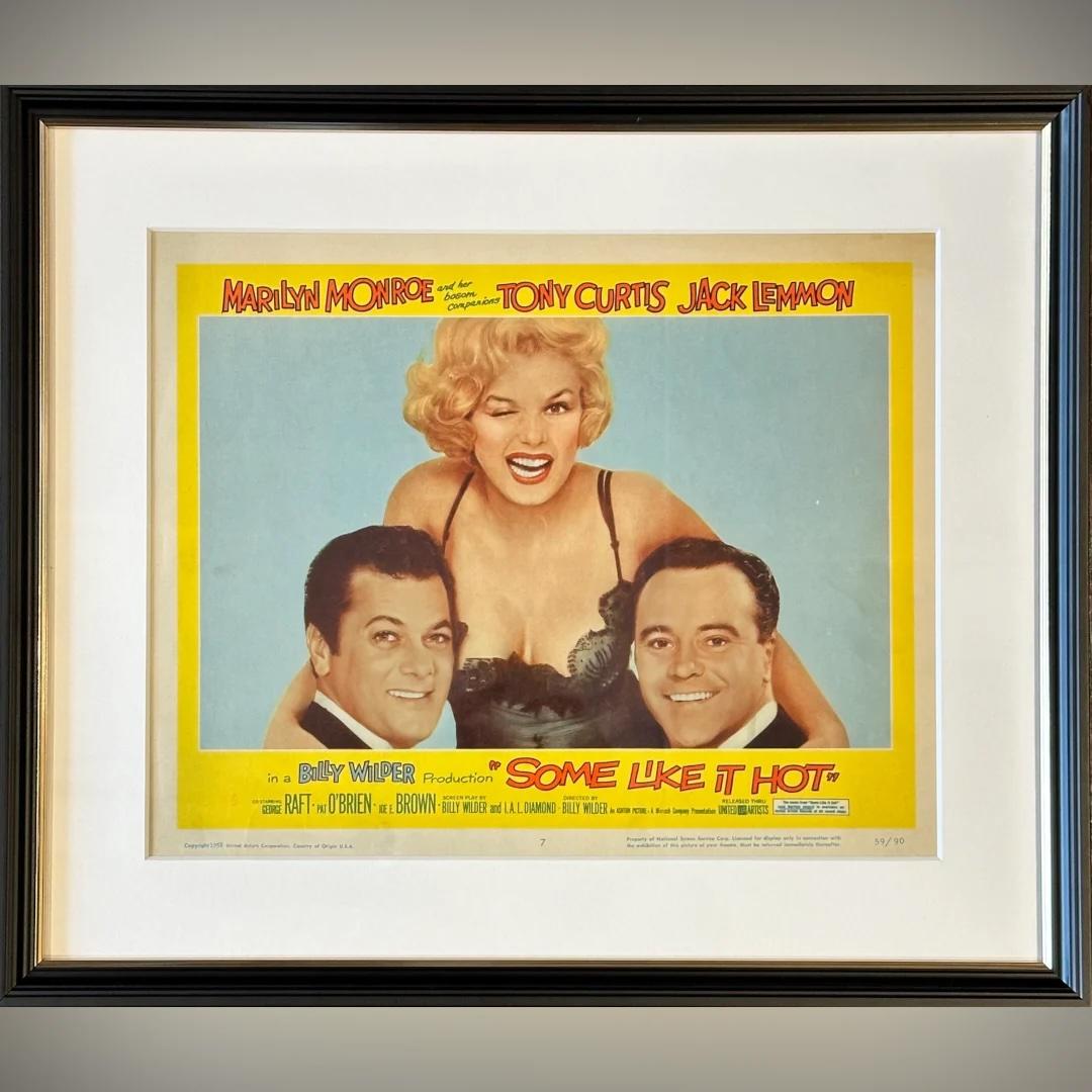 Some Like It Hot (1959) - FRAMED
Lobby Card (11 X 14 Inches)

Original US Lobby Card #7

The classic 1959 Billy Wilder (nominated for the Best Director Academy Award for this film) romantic musical cross-dressing drag crime comedy (