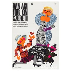 'Some like It Hot' Original Vintage Movie Poster, Hungarian, 1965