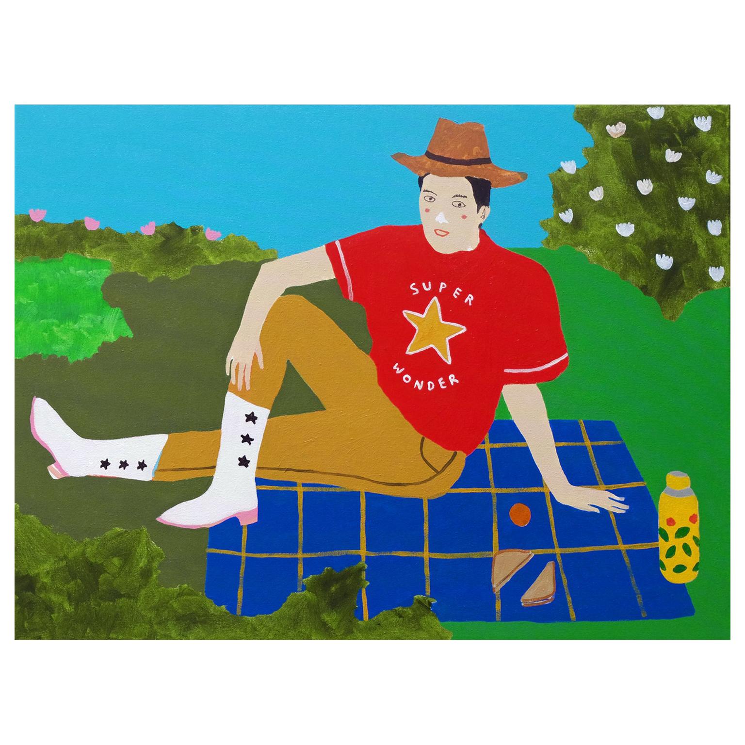 Modern 'Some Me Time' Portrait Painting by Alan Fears Pop Art Picnic For Sale