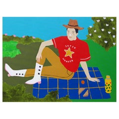 „Some Me Time“ Porträtgemälde von Alan Fears, Pop Art Picnic