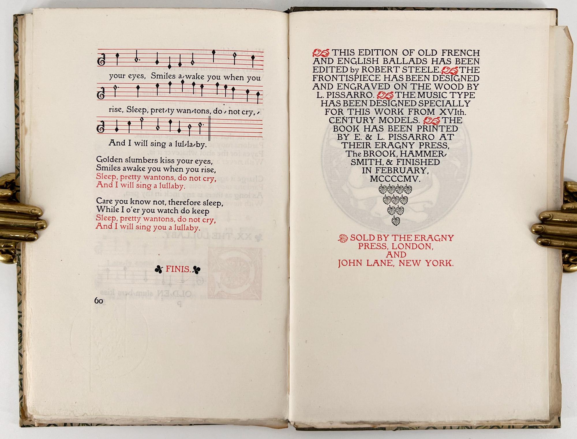 XX secolo Alcune antiche ballate francesi e inglesi - ERAGNY PRESS in vendita