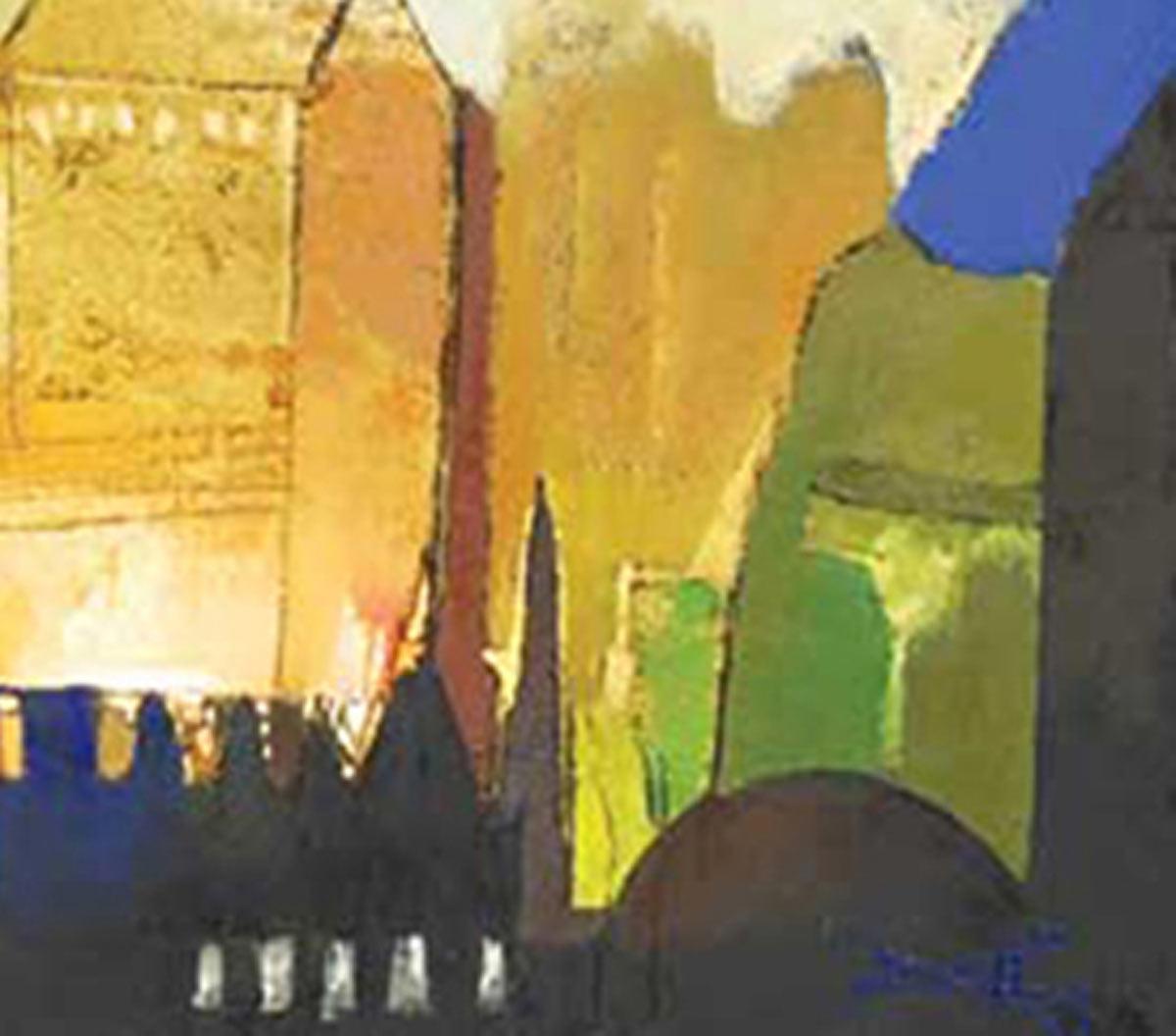 Strutture, Pittura, Olio su tela, Banda di colori di Artista Indiano 