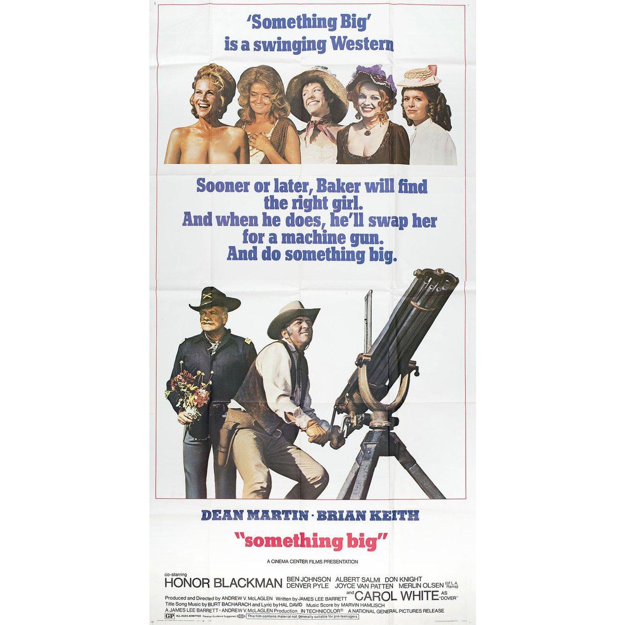 Original 1971 U.S. three sheet poster for the film “Something Big” directed by Andrew V. McLaglen with Dean Martin / Brian Keith / Carol White / Honor Blackman. Very good-fine condition, folded. Many original posters were issued folded or were
