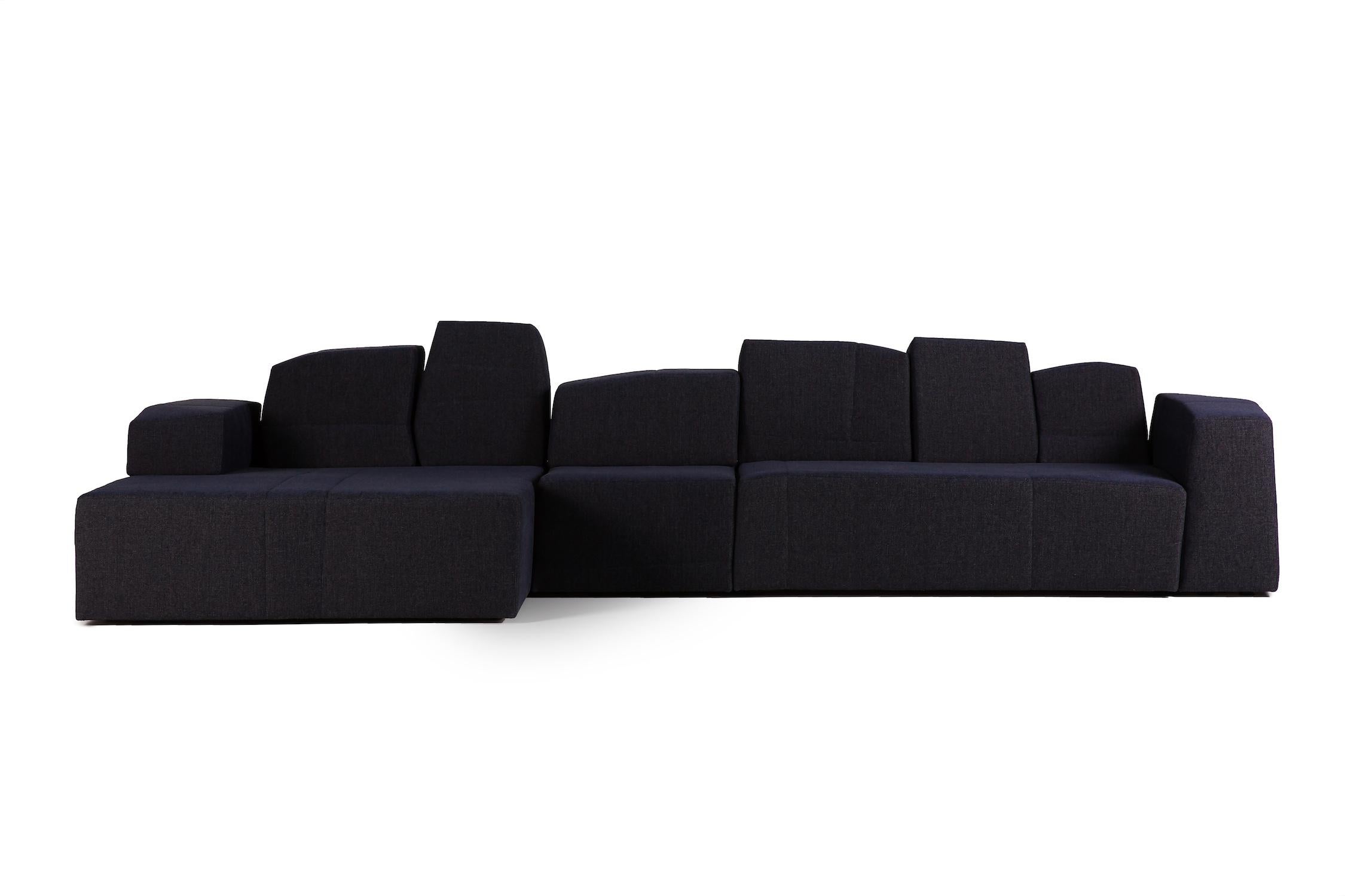 The Something Like This Sofa is a celebration of the designer’s love for sketchy drawings translated into a soft, unusually modeled sofa.

Something Like This can be configured in a multitude of ways from a standard straight sofa, sectional sofa