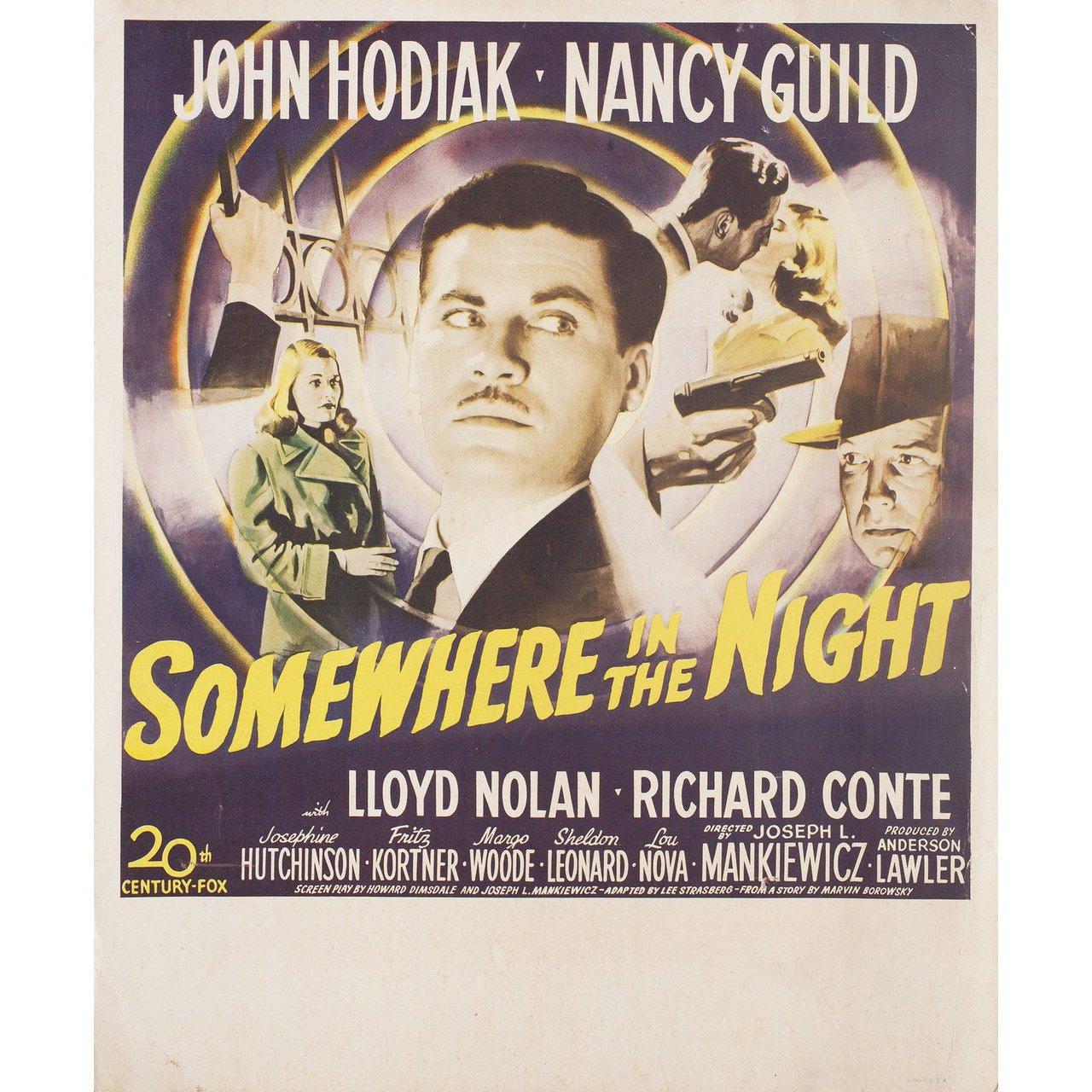 Original 1946 U.S. window card poster for the film Somewhere in the Night directed by Joseph L. Mankiewicz with John Hodiak / Nancy Guild / Lloyd Nolan / Richard Conte. Fair-Good condition, folded. Many original posters were issued folded or were