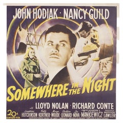 Vintage Somewhere in the Night 1946 U.S. Window Card Film Poster