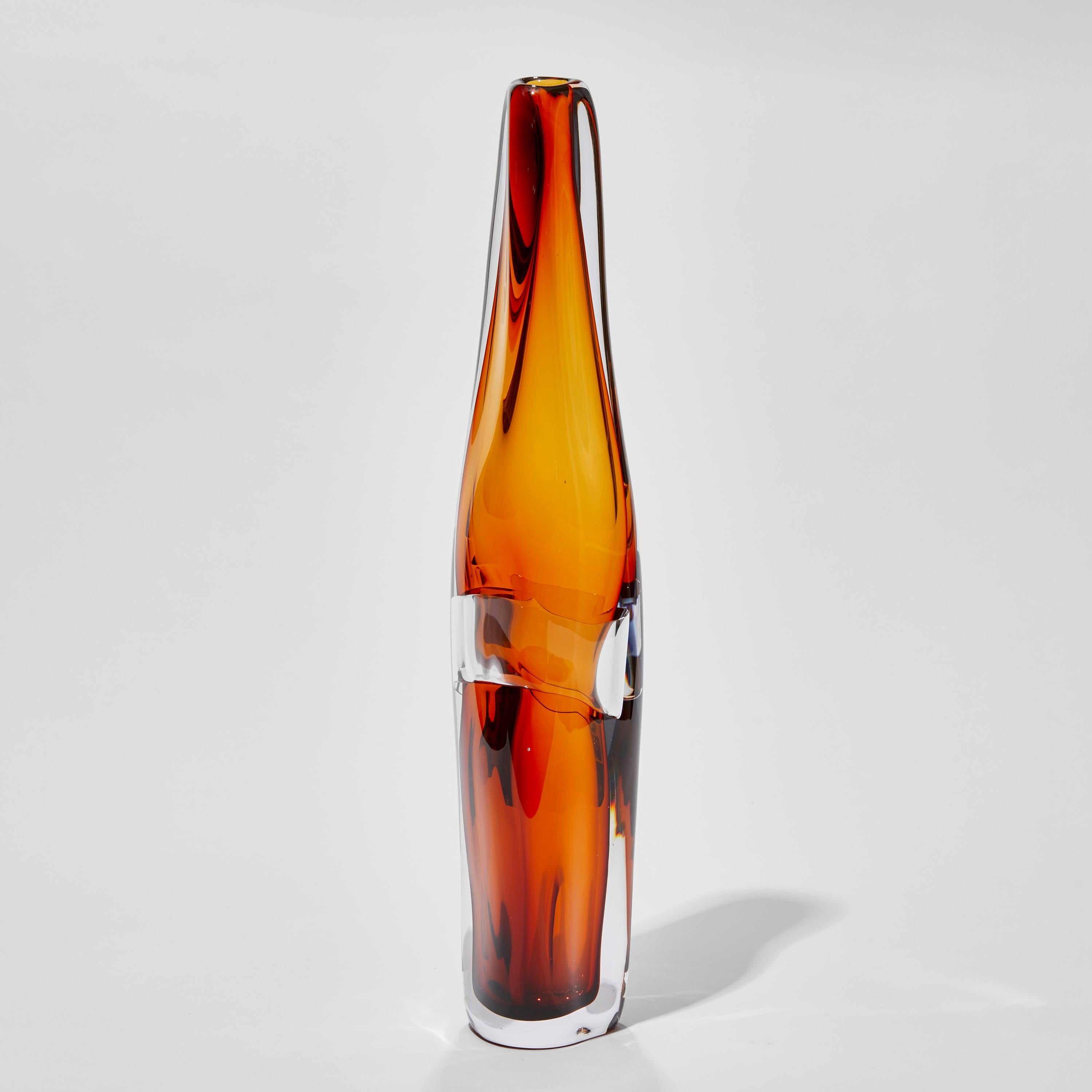 'Sommarial in Aurora Gelblich' is a unique handblown sculptural glass vessel by the British artist, Vic Bamforth.

Bamforth is an artist who has helped to bring the highly demanding graal technique into the 21st century. He combines hand-painting