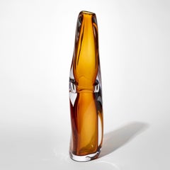 Sommarial in Aurora Gelblich, a rich amber fluid glass sculpture by Vic Bamforth