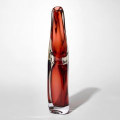 Sommarial in Aurora Rotlich, a rich red fluid glass sculpture by Vic Bamforth