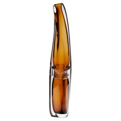  Sommarial in Berstein Gelb, an Rich Amber Hand Blown Glass Vase by Vic Bamforth