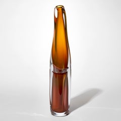 Sommarial in Iris Gelb, a rich dark amber hand blown glass vase by Vic Bamforth