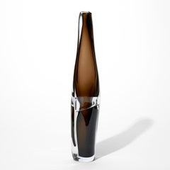 Sommarial in Smokey Topaz, a rich brown fluid glass sculpture by Vic Bamforth