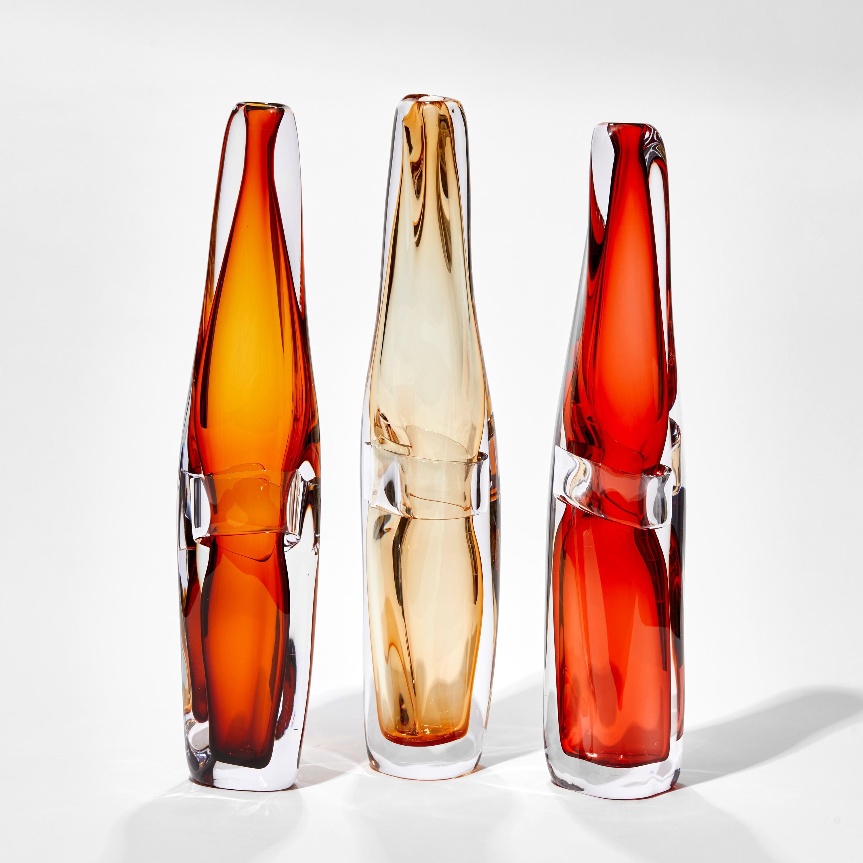 Organic Modern  Sommarial in Whiskey, a soft amber fluid handmade glass vase by Vic Bamforth