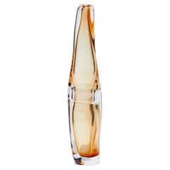 Sommarial in Whiskey, a soft amber fluid handmade glass vase by Vic Bamforth