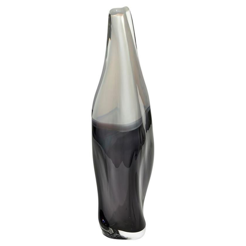 Sommercalmo in Alabaster & Black, monochrome blown glass vase by Vic Bamforth