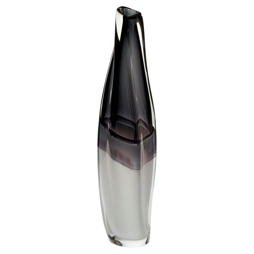 Sommercalmo in Black & Alabaster, monochrome blown glass vase by Vic Bamforth