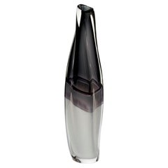 Sommercalmo in Black & Alabaster, monochrome blown glass vase by Vic Bamforth