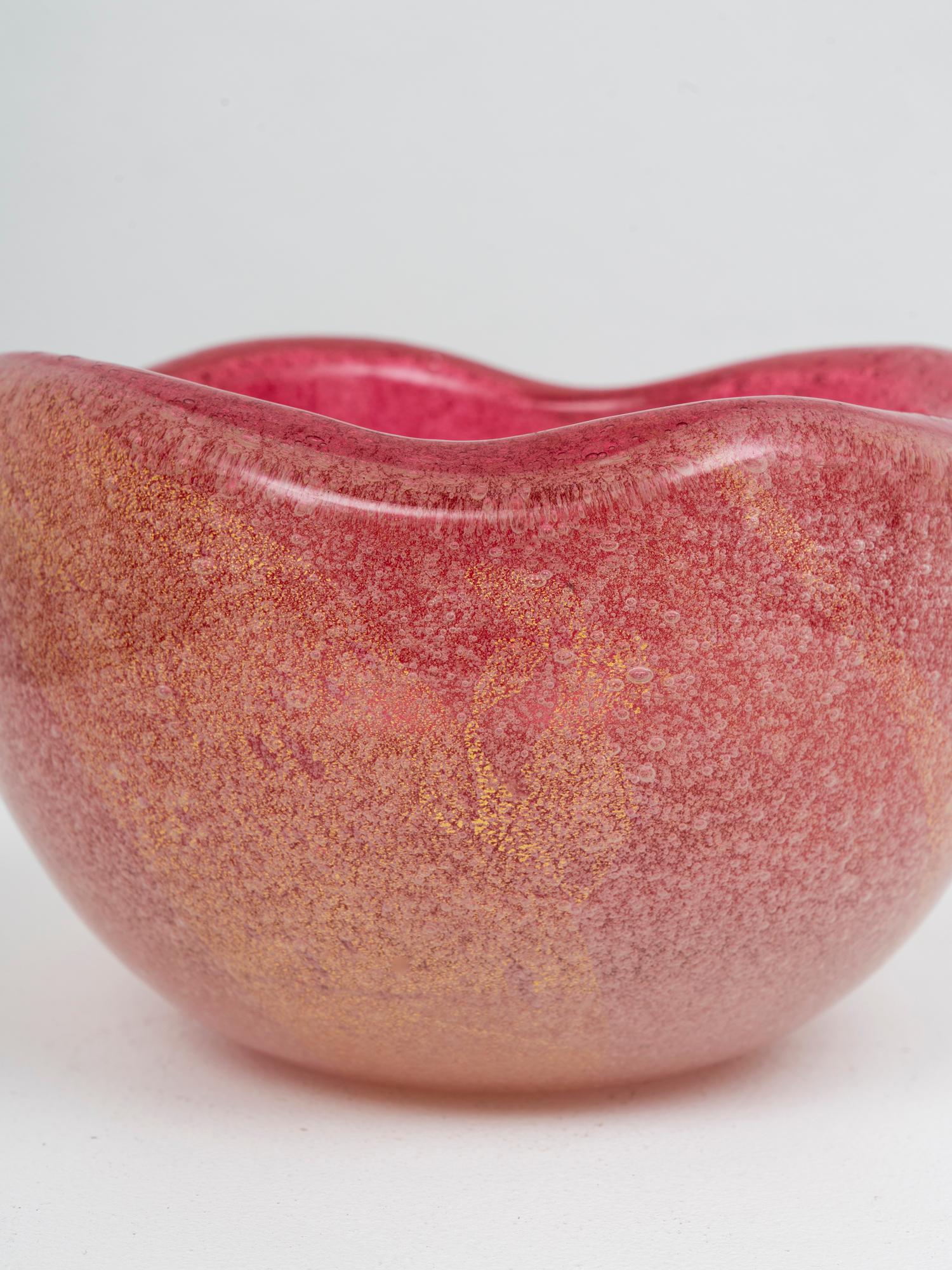 Murano Glass “Sommerso a bollicine” bowl mod. 4117 for Venini 