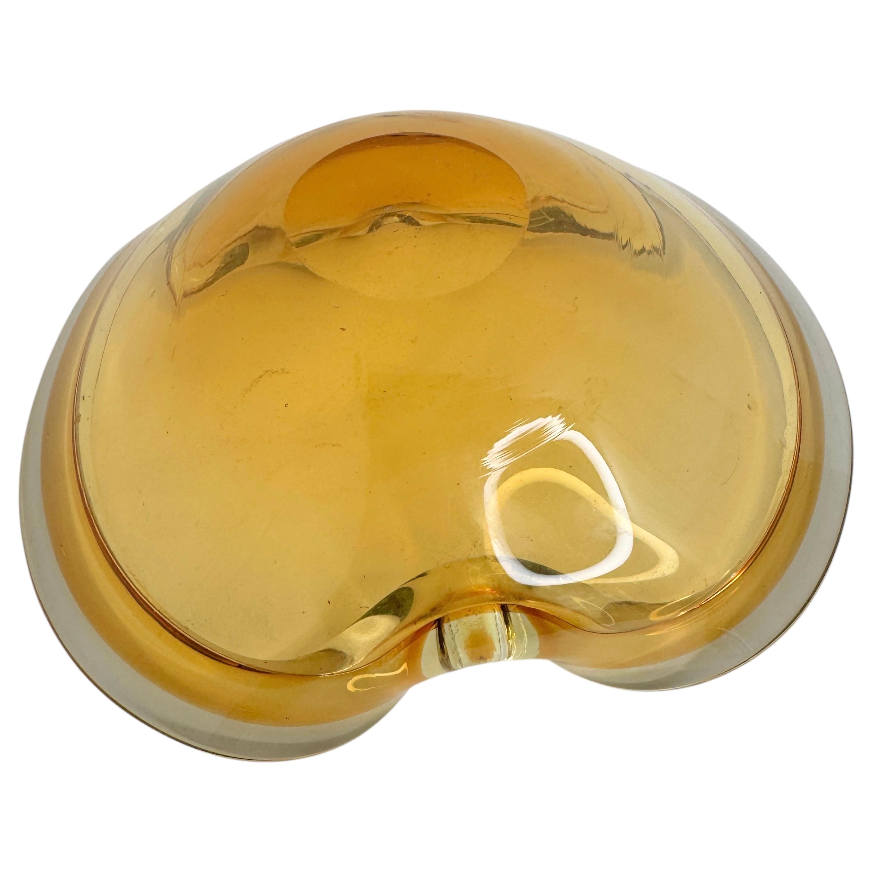 Sommerso Amber & Clear Murano Art Glass Bowl or Cigar Astray 1970 Italie en vente 2