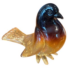 Sommerso Art Glass Bird Sculpture by Murano Glass