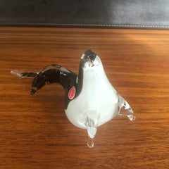 Sommerso Art Glass Seal Sculpture by Murano