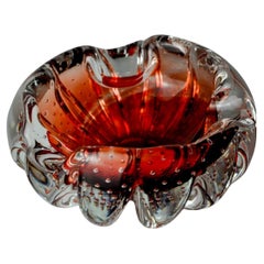 Sommerso ashtray by Flavio Poli for Seguso, red Murano glass, Italy, 1970
