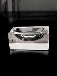 Sommerso ashtray by seguso, murano glass, italy, 1970's
