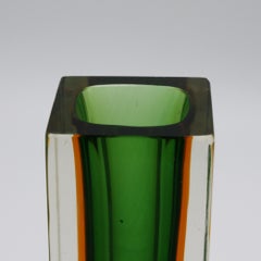 Sommerso Block Bud Art Glass, circa 1970