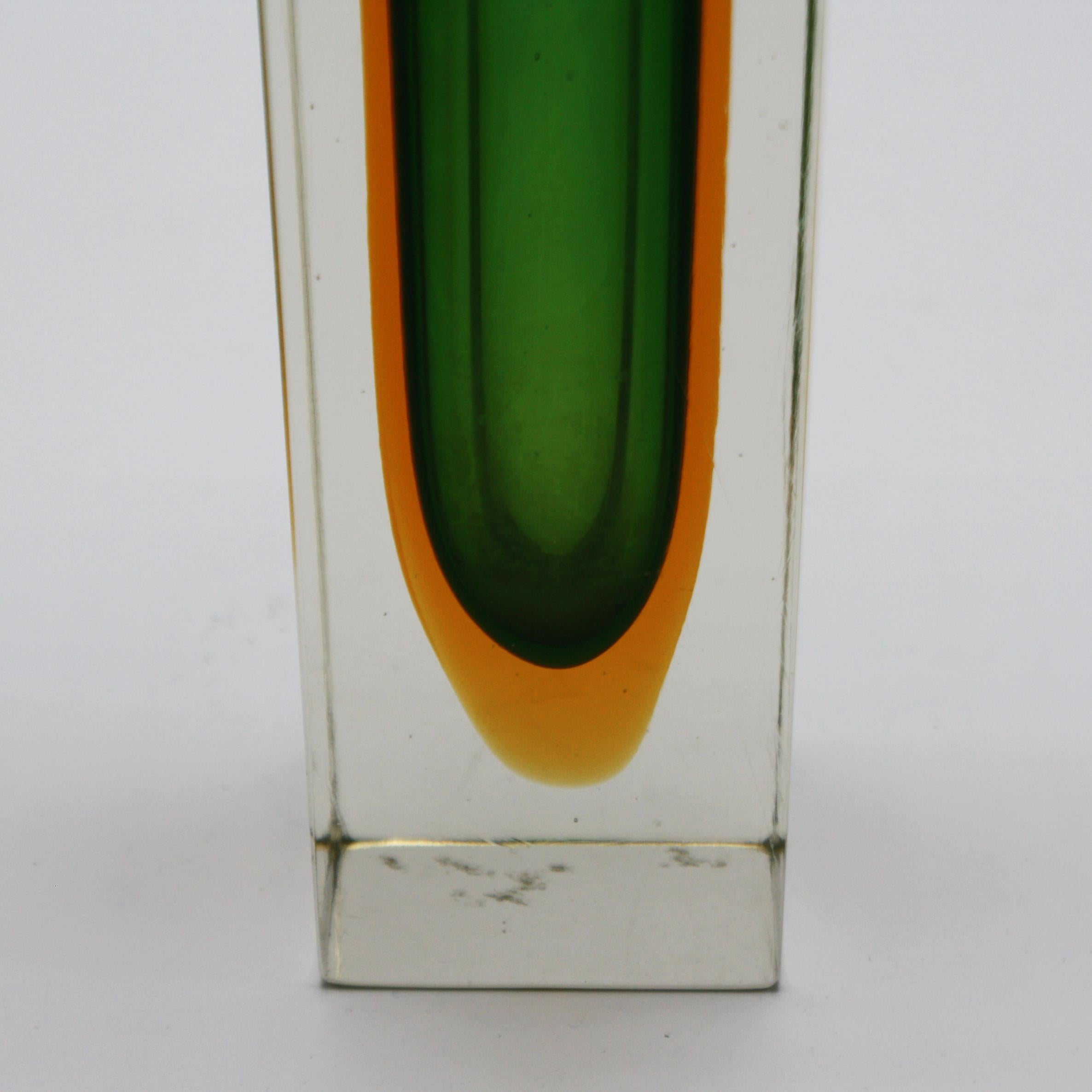 French Sommerso Block Bud Art Glass, circa 1970