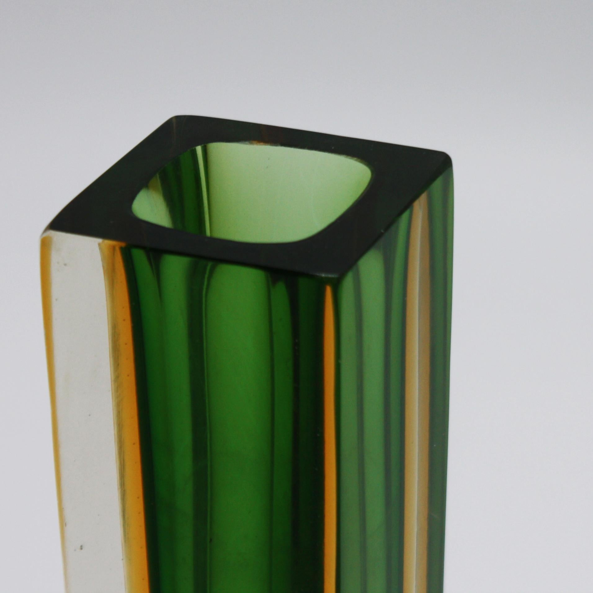 Late 20th Century Sommerso Block Bud Art Glass, circa 1970