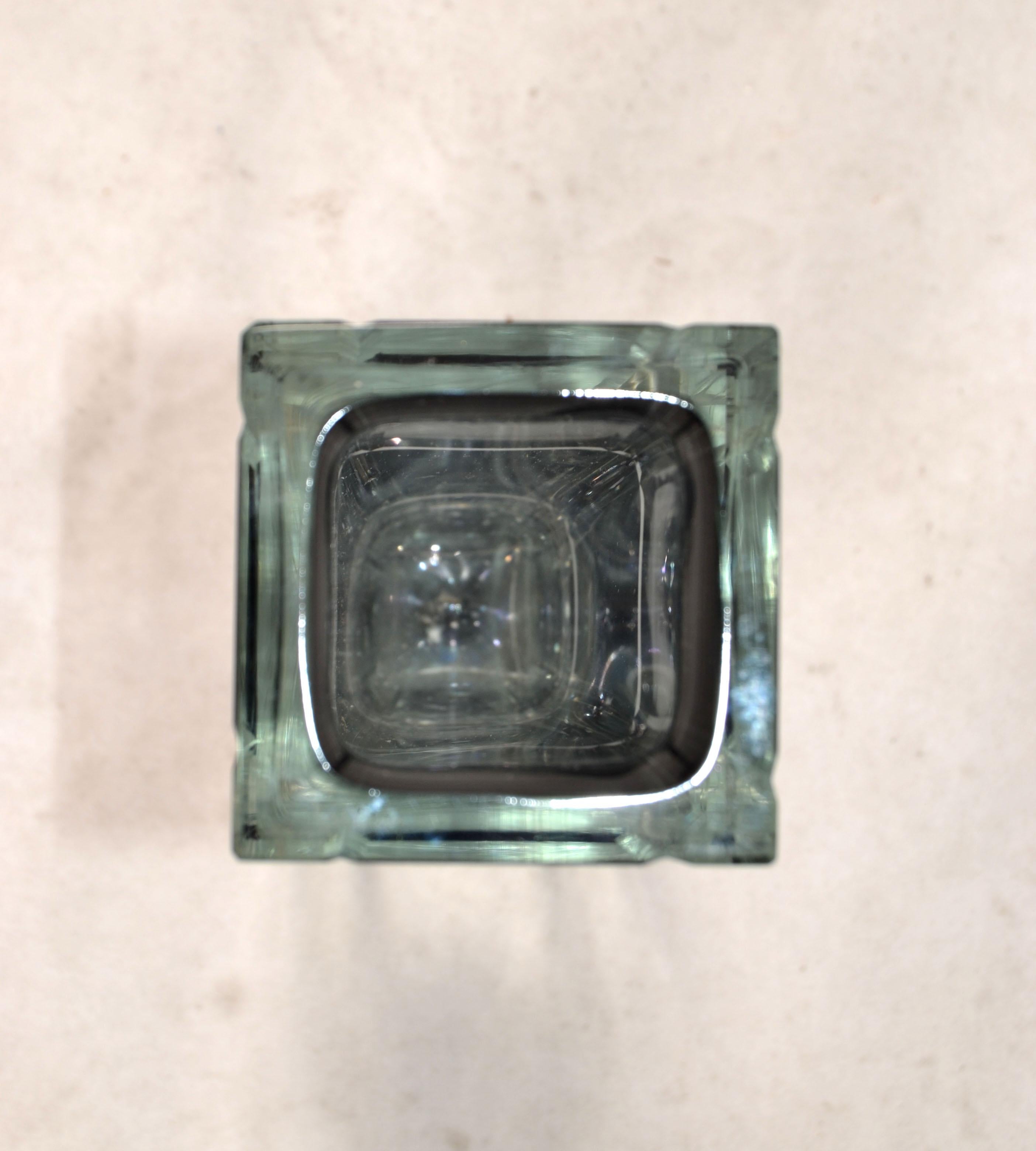 Sommerso Blown Murano Cut Glass Vase Smoked & Clear Glass Alessandro Mandruzzato For Sale 3