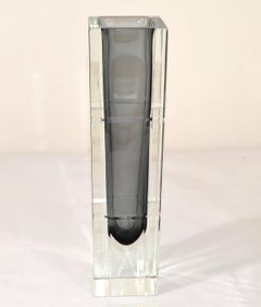 Sommerso Blown Murano Cut Glass Vase Smoked & Clear Glass Alessandro Mandruzzato