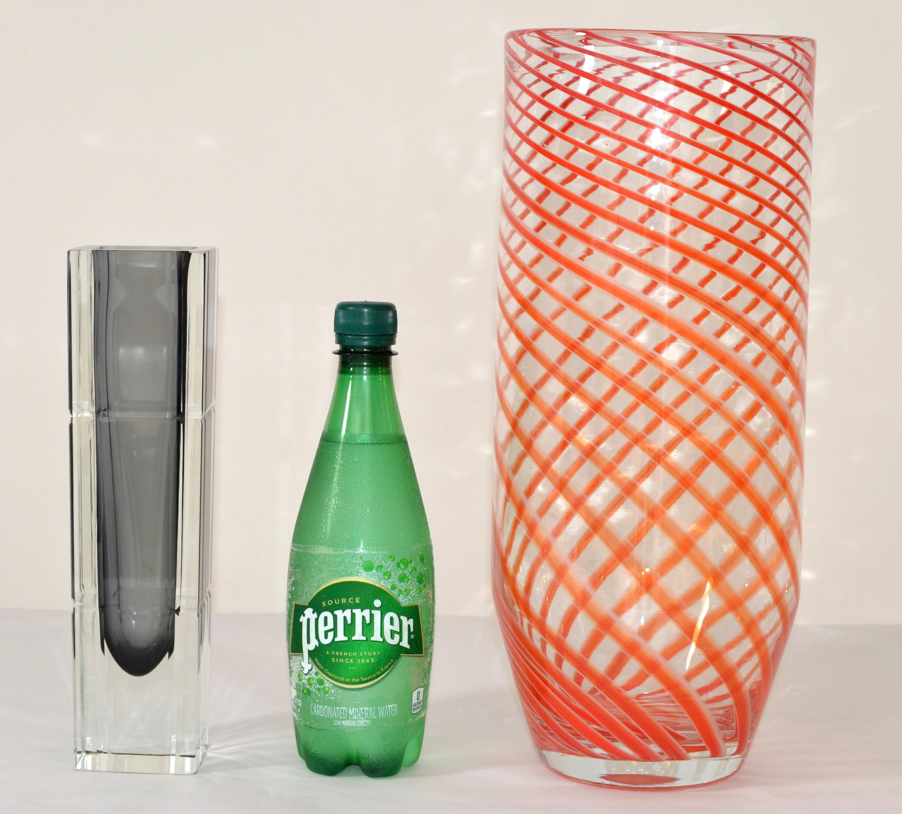 Sommerso Blown Murano Cut Glass Vase Smoked & Clear Glass Alessandro Mandruzzato For Sale 1