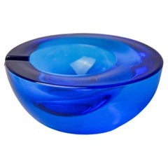 Sommerso blue ashtray by Seguso, Murano glass, Italy, 1970